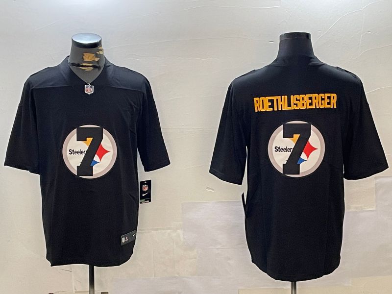 Men Pittsburgh Steelers #7 Roethlisberger Black Fashion 2024 Nike Limited NFL Jersey style 3